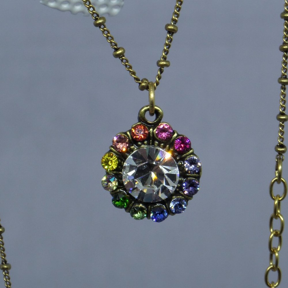 USA Handcrafted Multi Colored Crystal Pendant Necklace